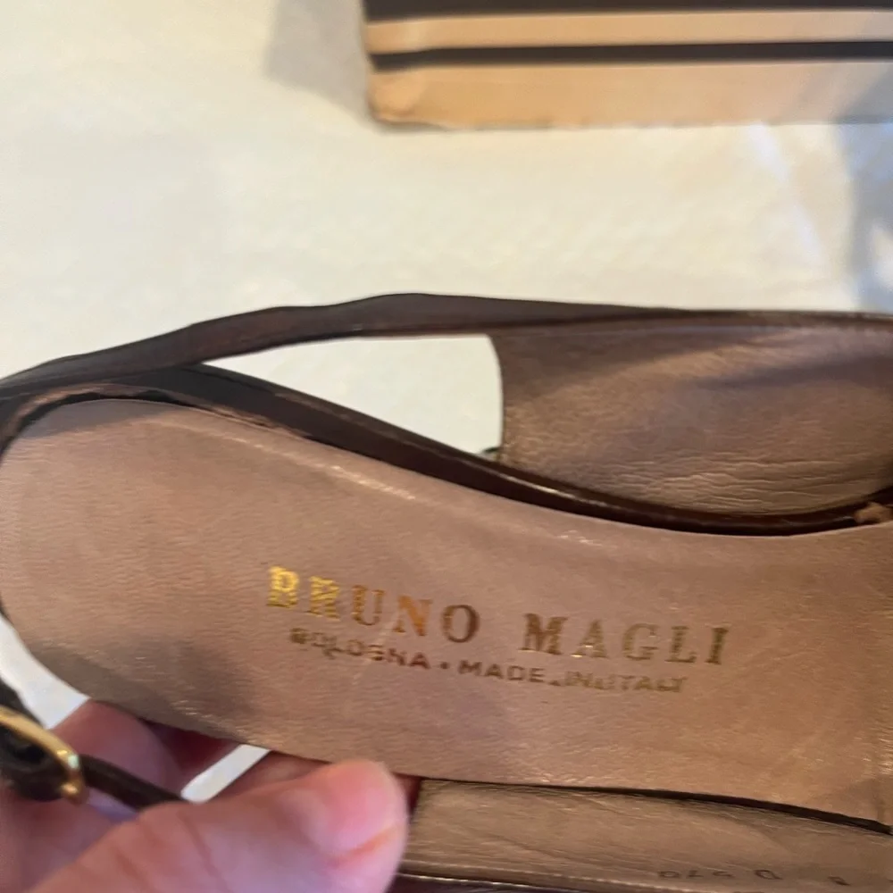 Vintage Bruno Magli Brown Leather Slingback Heels Size 8N